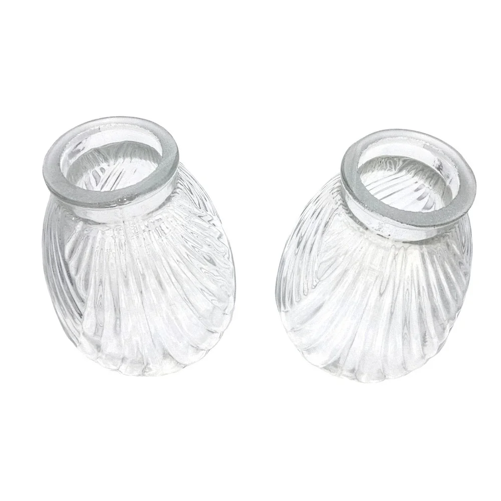 Clear Glass Tulip Lamp Shade Scalloped Petal Replacement 2.25 Fitter Set of 2